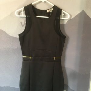 Black zipper mini cocktail dress